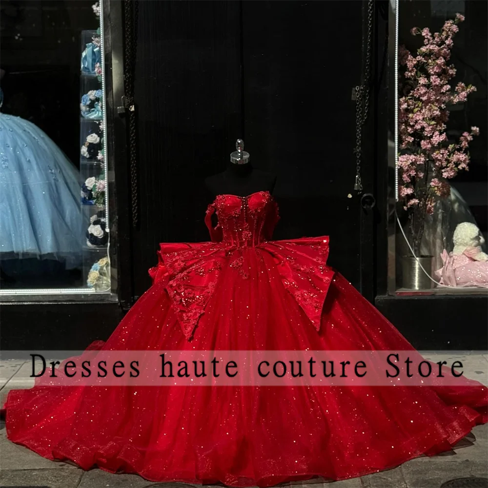 Princess Red Ball Gown Quinceanera Dresses 2024 Ruffles Appliques Beads Sweet 16 Dress Vestidos De 15 Anos Lace-Up