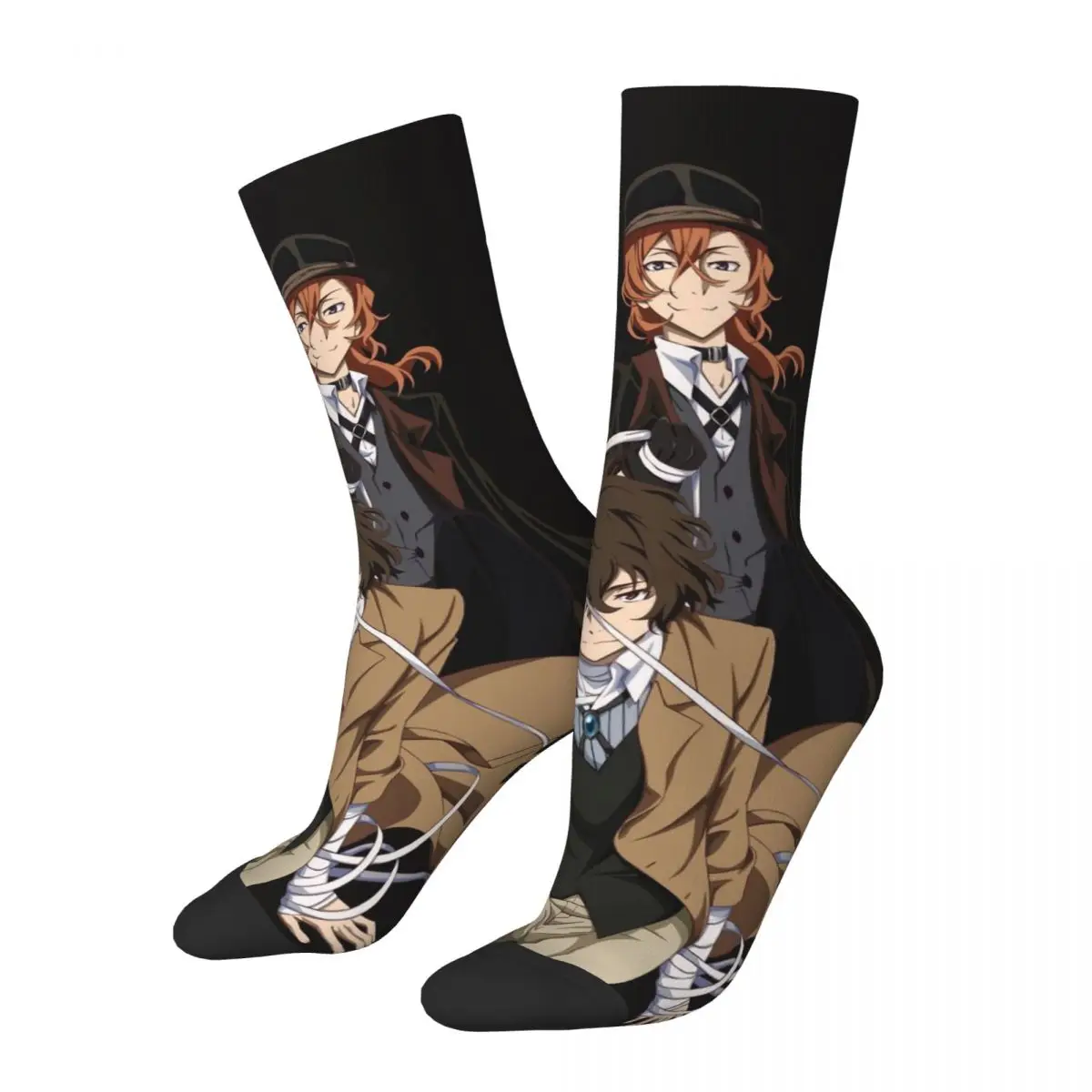 Bungou Stray Dogs Wan Anime Dazai And Chuuya Unisex Winter Socks Warm Happy Socks Street Style Crazy Sock