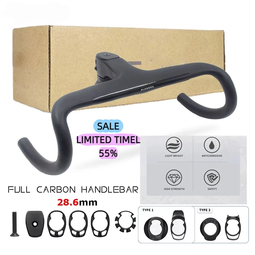 DA Road Bike Internal Cable Integrated Full Carbon Fiber Bicycle Handlebar Cockpit With Spacers,Stem -10°,Clip diameter 28.6mm