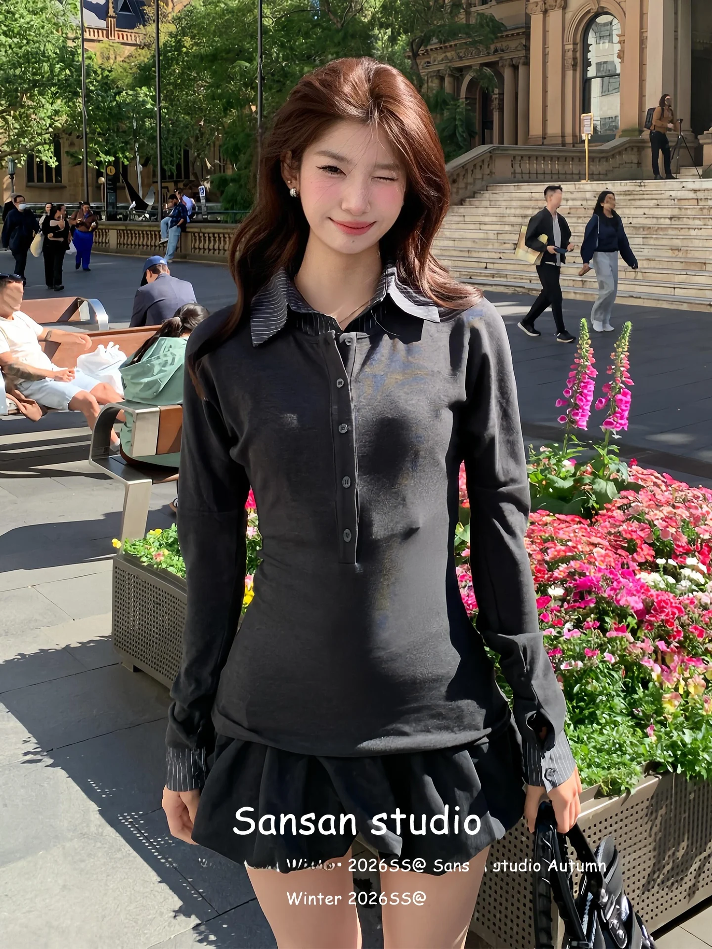 

Slim Fit Long Sve T-irt Women's Winter irt Collar Base irt College Sle Top High Waist Design Soft Comfortable Cotton