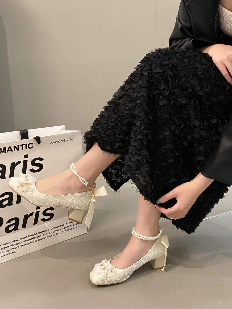 Shallow Shoes Med Square Toe Butterfly-Knot Slippers Casual Slipers Women Luxury 2023 Soft Spring Basic Mary Janes Rubber Hoof H