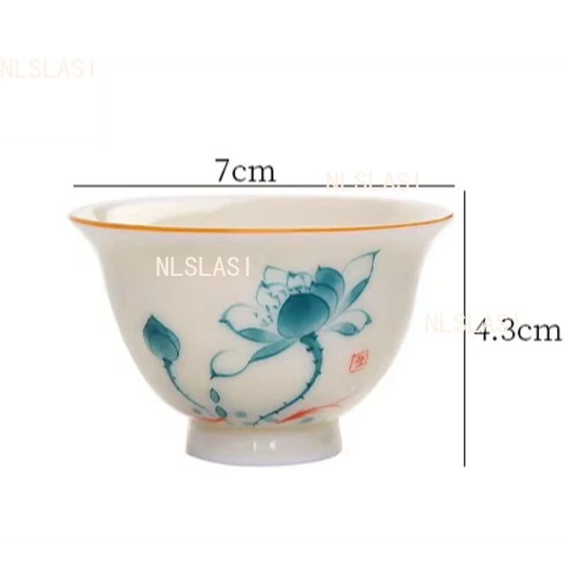 2PCS  Ceramic Hand-painted Tea Cups Chinese Plant Patterned Tea Bowl Living Room Coffee Cup Household Tea Ceremony Accessories
