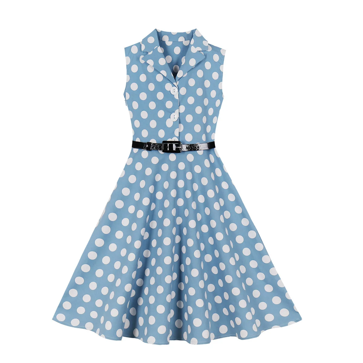 Kids Girls Vintage Dress With Belt V-Neck Polka Dots Daily Birthday Party 1950s 40s Swing Dress Summer Dress