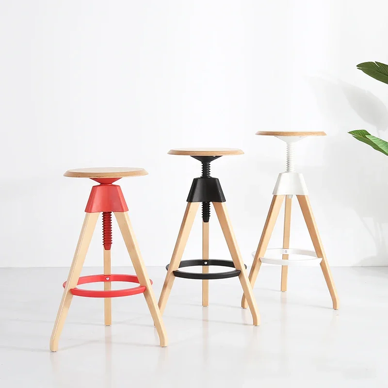 Industrial Levantamento Bar Stool, Round Rattan Stool, Mobiliário Ajustável, Sala de Jantar e Terraço, Designer