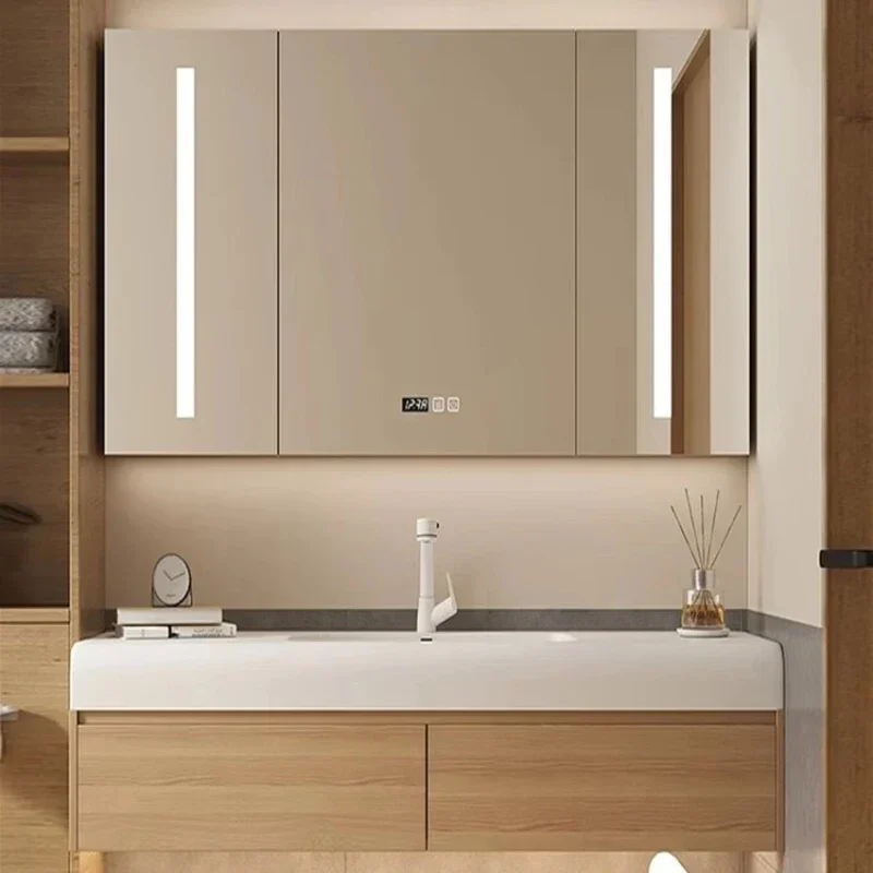 Nordic Rock Panel Bathroom Cabinet Vanity with Sink Smart Toilet Storage Mirror Cabinets Fashion Home Furniture Meuble Evier FYB