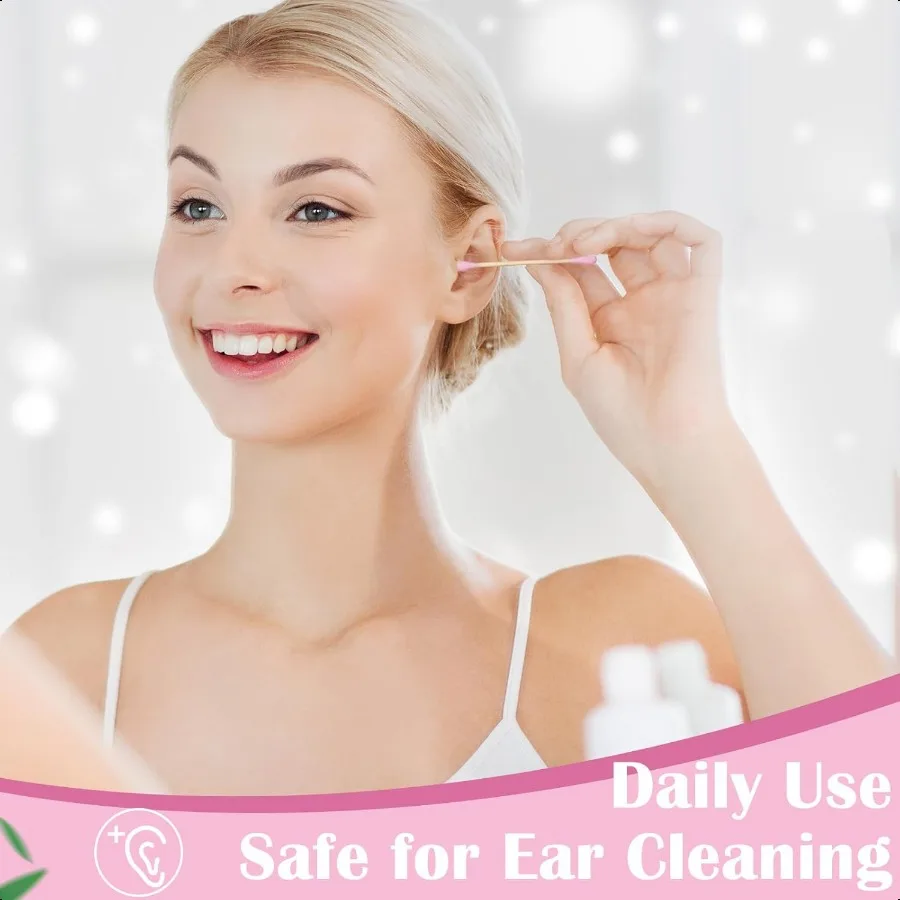 Tamponi di cotone di bambù da 5000 pezzi Tamponi di cotone biologico doppi con punte per orecchie Applicatore con punta sterile Tampone per trucco quotidiano