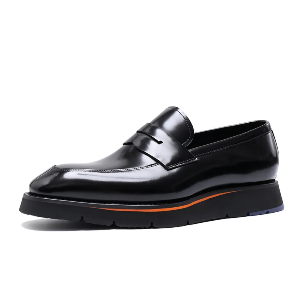 Men Genuine Leather Loafers Summer Shiny Slip on Loafers British Style Casual Fashion Leather Dress Shoes for Men