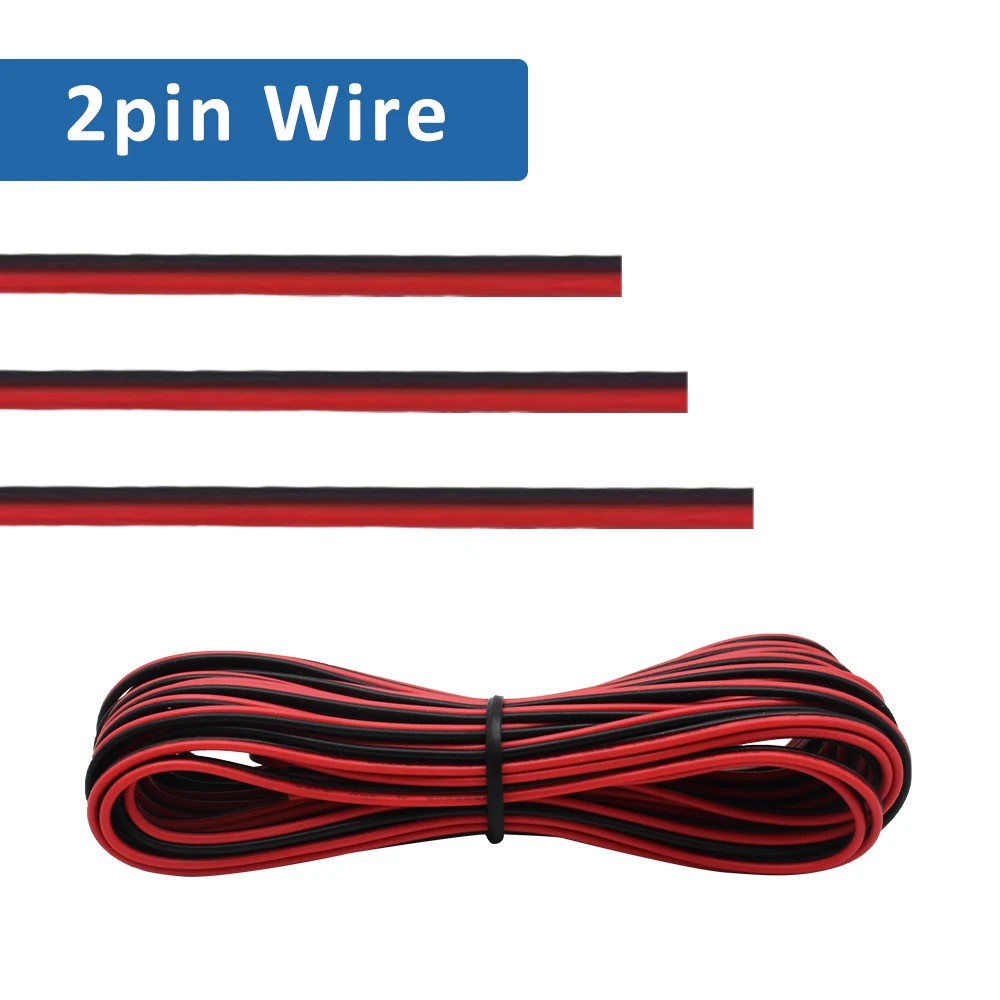 Cable de extensión de 5M, 10M, 20M, 2 pines, 22AWG, uso para 12V, 24V, 2835, 5050, cinta de luz LED, conexión de línea de Cable eléctrico