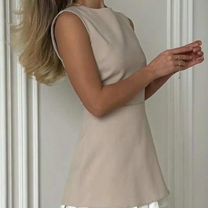 Lady Office Commute High Street Mini Dress Elegant Patchwork Pleated Short Dress For Women Fashion Slim Sleeveless Vestidos