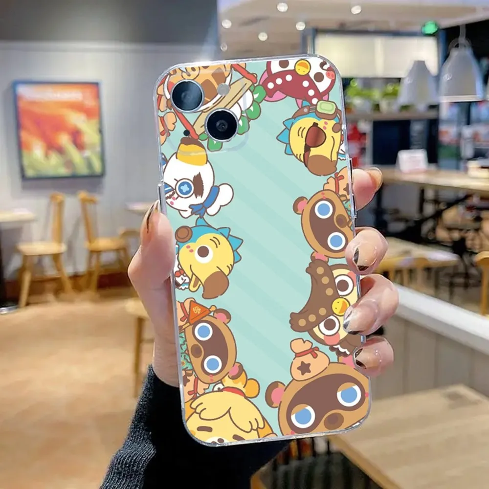 Animals Game Crossing Phone Case For iPhone 15,14,13,12,11 Plus,Pro,Max,XR,XS,X,7,8 Plus,SE,Mini Transparent Silicone Soft