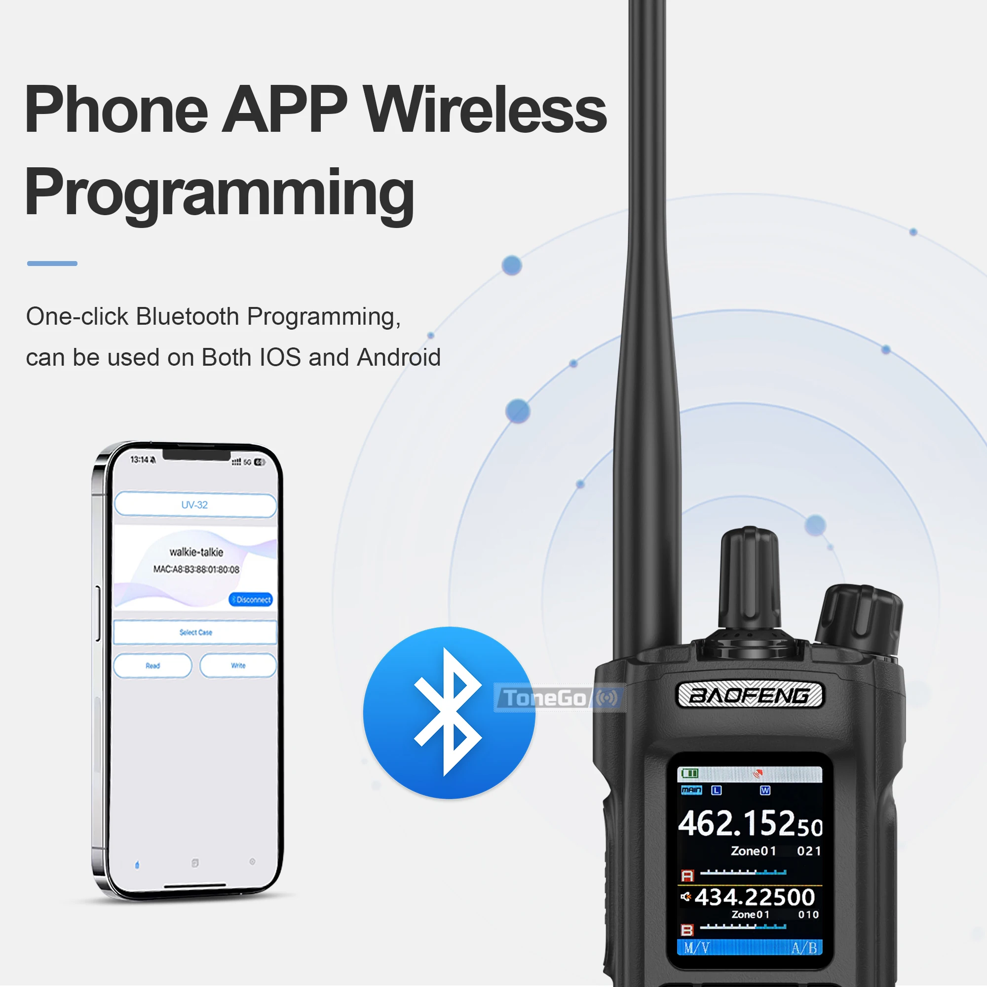 BAOFENG UV-32 نظام تحديد المواقع لاسلكي تخاطب 10 واط متعدد الموجات بلوتوث برمجة نسخة لاسلكية تردد NOAA طويلة المدى هام اتجاهين الراديو