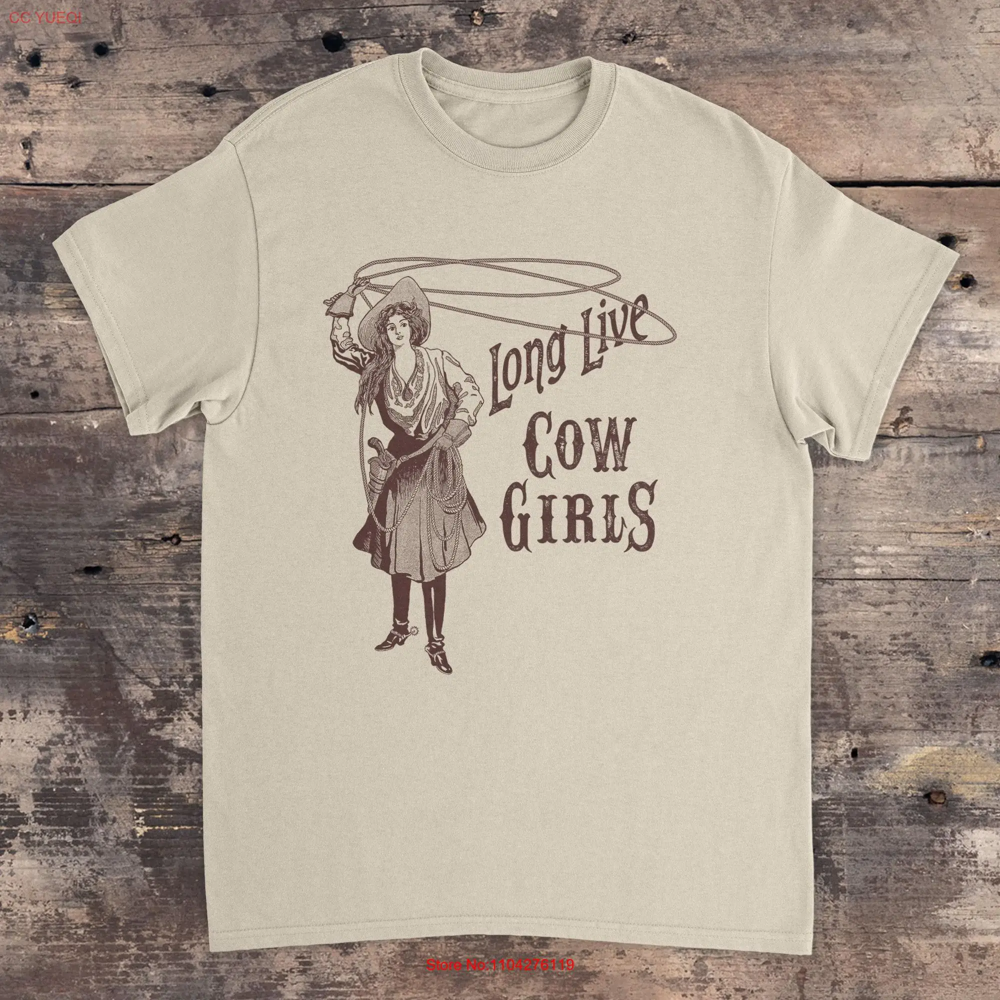 Vintage Cow Girl T Shirt with Lasso Western Aesthetic Classic Heavy Cotton Cowgirl Outfit long or short sleeves