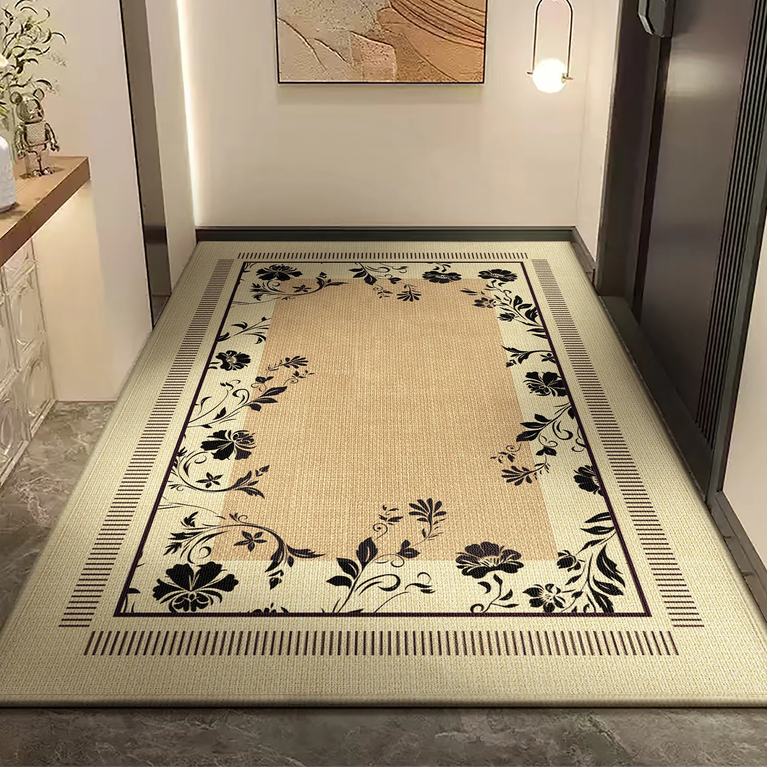 VIKAMA Loop Pile Entrance Rug Luxurious Mid-Century Style Dirt-Resistant Suitable For Living Room And Bedroom End Mat Home Decor