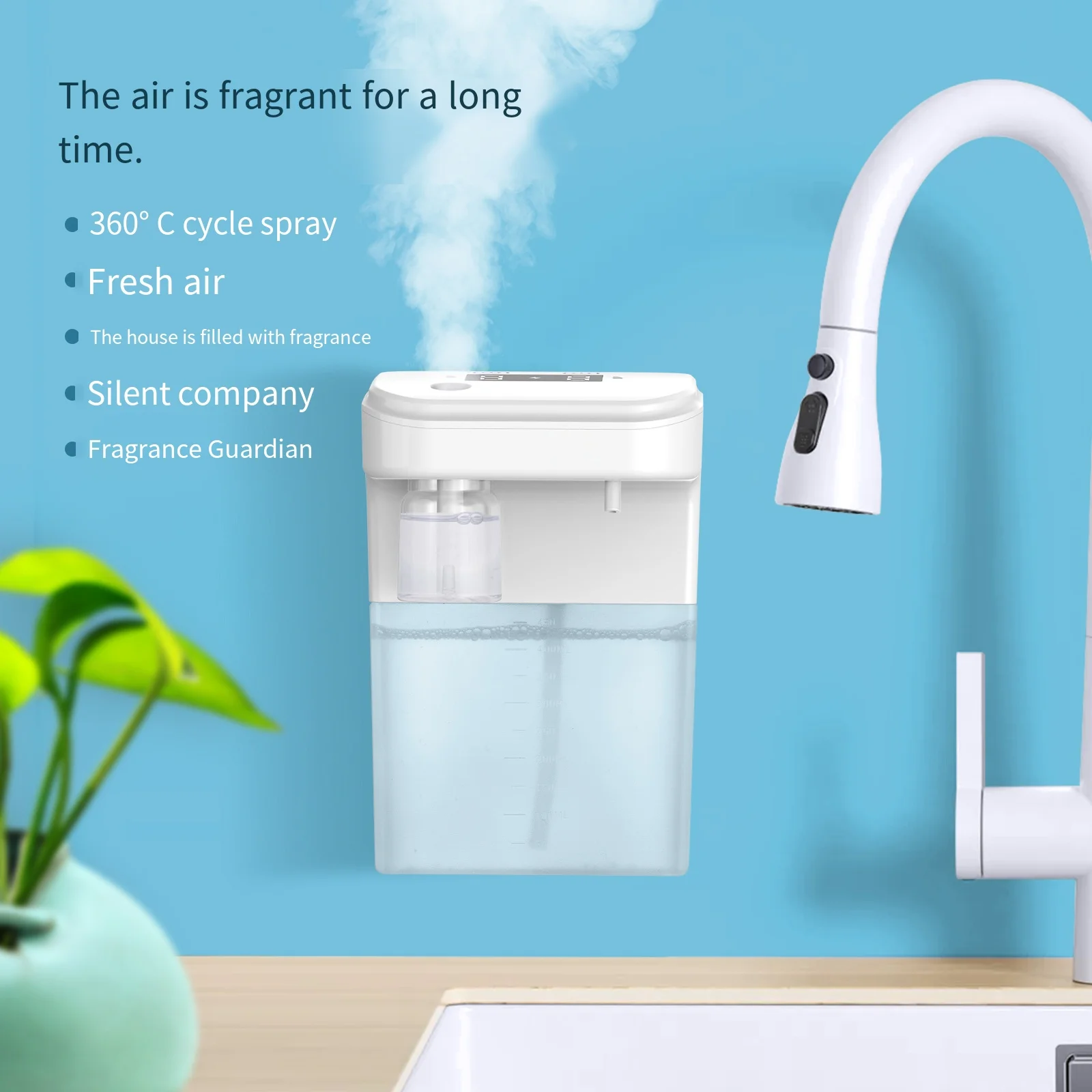 Automatic Foam Soap Dispenser with Aromatherapy 2-in-1 Infrared Induction Hand Sanitizer Fragrance Diffuser for Kitchen Bathroom