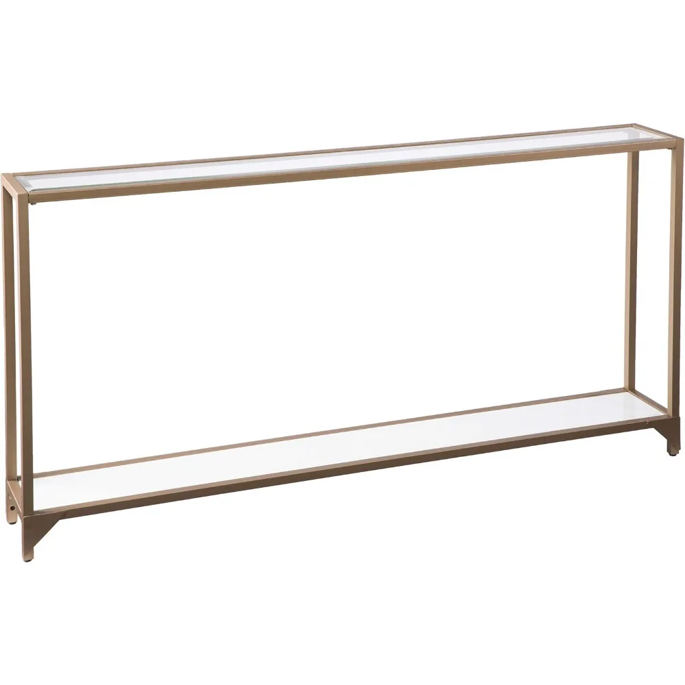 

"elegant gold-painted iron console table, 56 inches long for open concept living spaces with glam style"