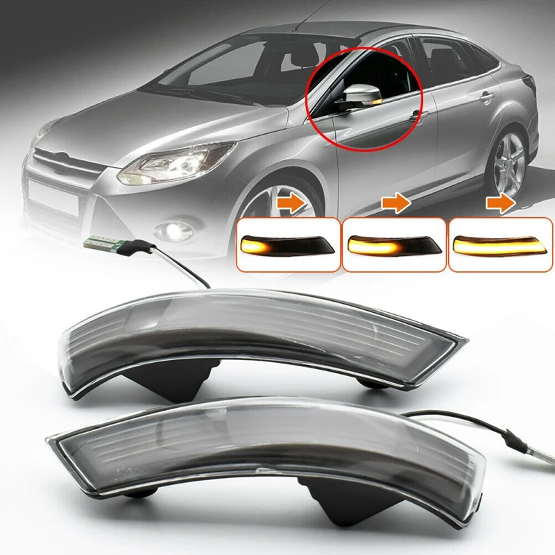 2X Dynamic LED Mirror Indicator Turn Signal Light for Ford Focus Mk2 2008-2011 Mk3 2012-2017 MK4 2010-2015