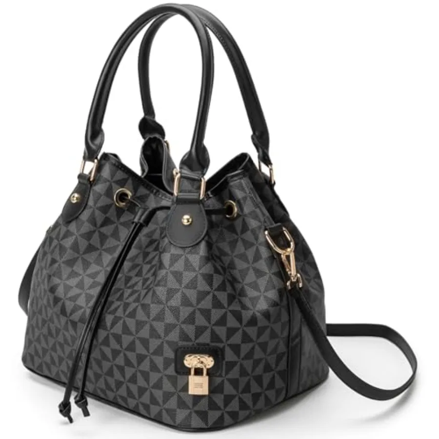 

Bucket Purse for Women With Chic West Hobo Style Drawstring Shoulder Handbag Tote Featuring Pockets Design