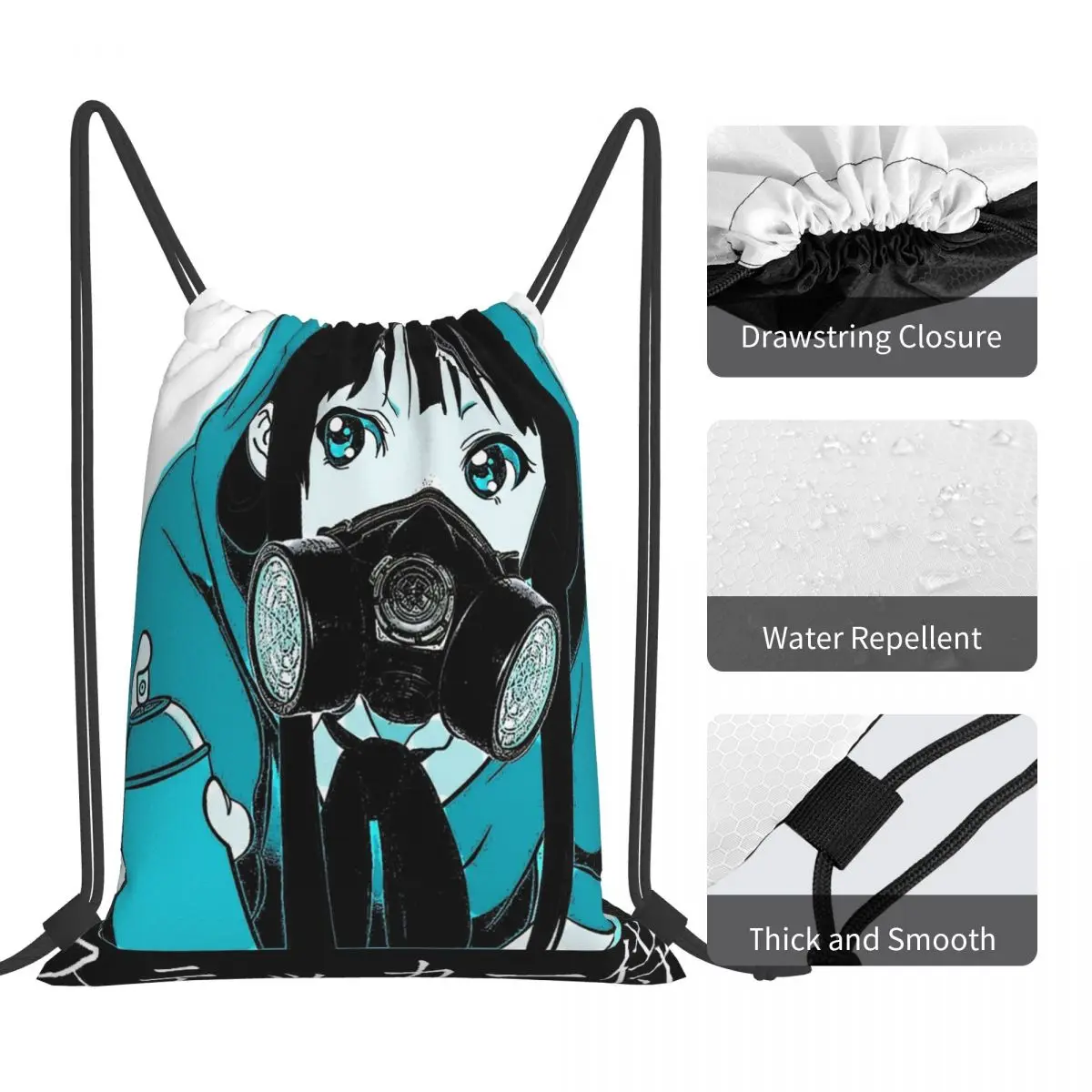 Mochilas k-on Stickersamurai portátiles con cordón, paquete de cordón, bolsa de almacenamiento de bolsillo, bolsas de libros para estudiantes de viaje