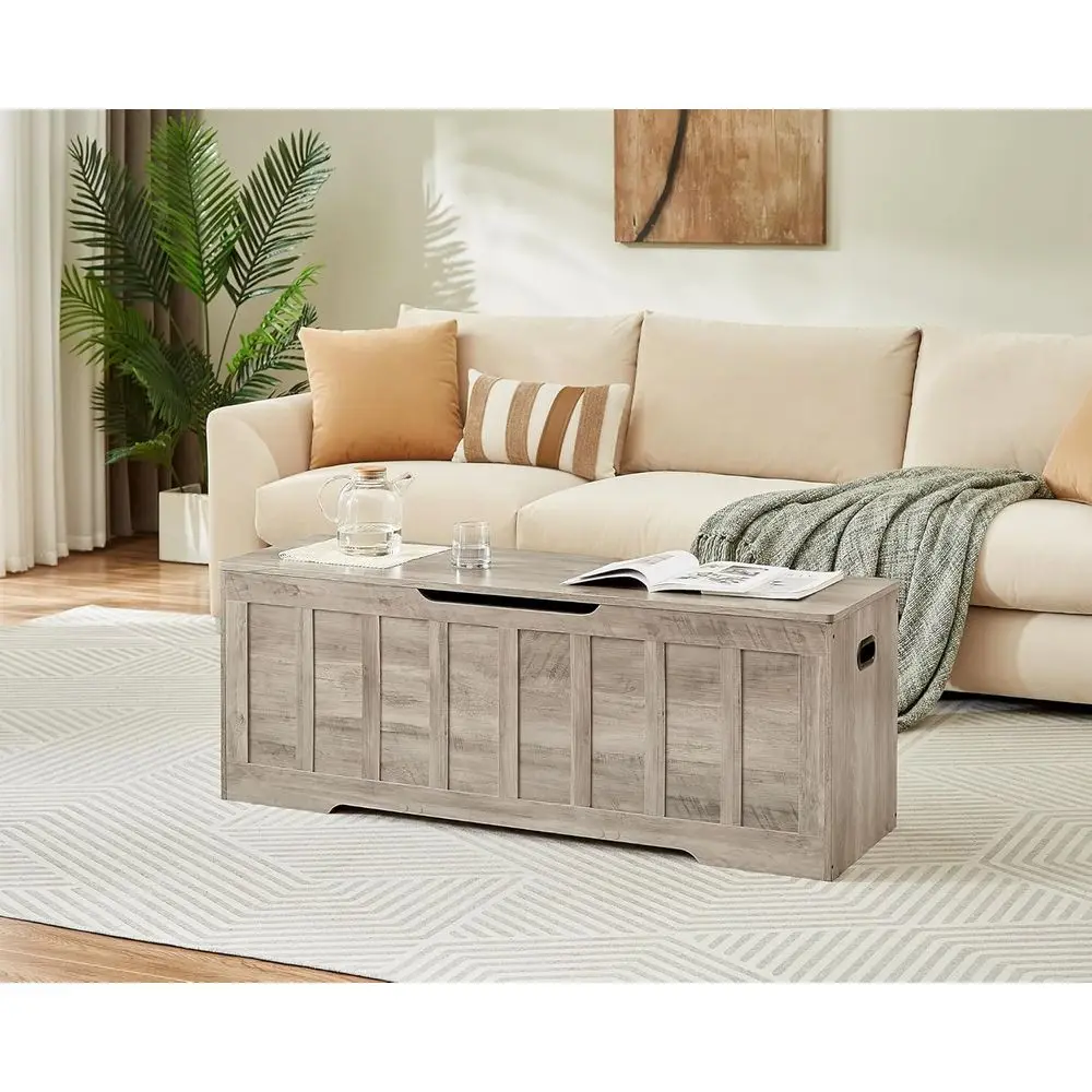 Cómoda de almacenamiento extragrande, banco con bisagras de seguridad, almacenamiento de zapatos, capacidad de 220 lb, fácil montaje, maletero de madera para dormitorio, Livi