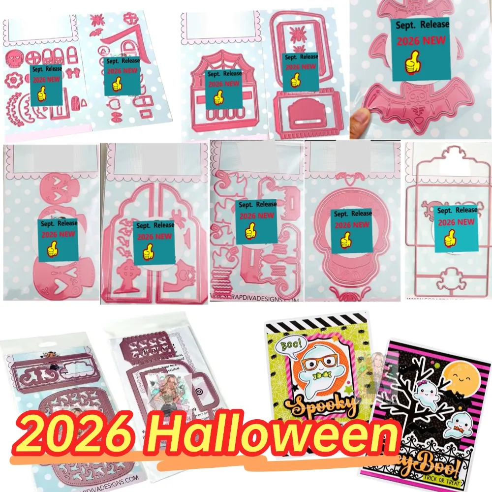 Halloween-Geist Retro-Tasche 2026 NEUE Stanzformen Scrapbook Tagebuch Dekoration Schablone Prägeschablone DIY Grußkarte Handgemacht