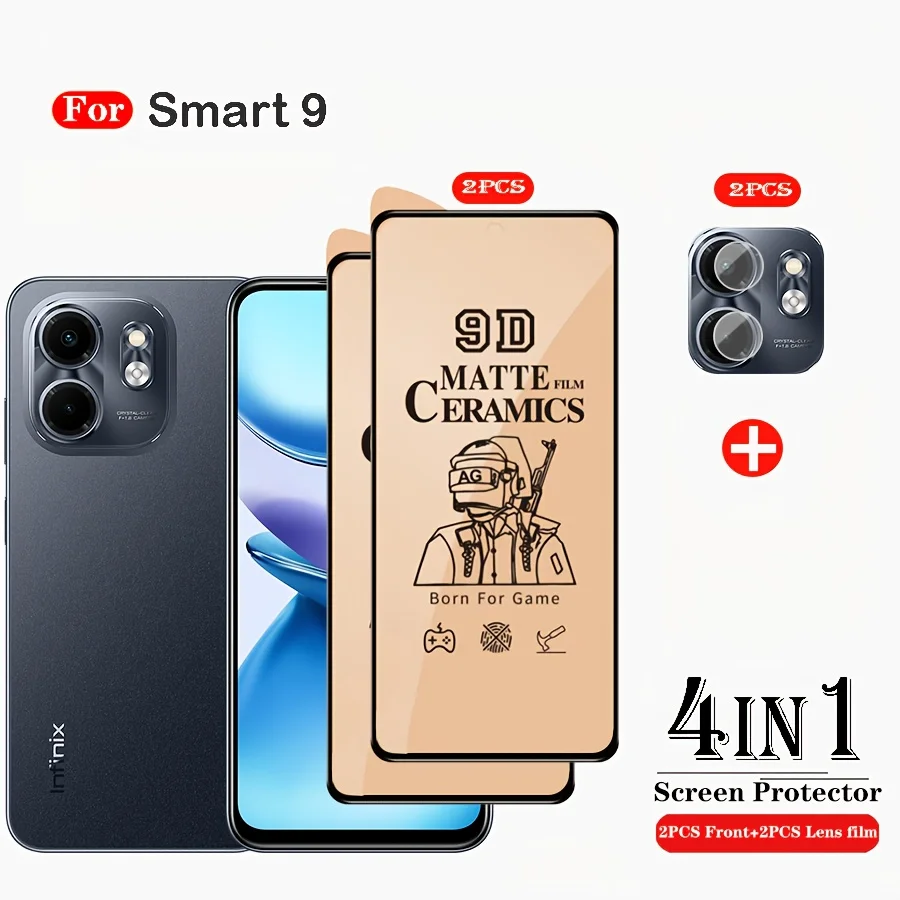 

For Infinix Smart 9 Protection Ceramic Matte Tempered Glass Frosted Soft Film Set 2pcs Screen Protector + 2pcs Lens Film