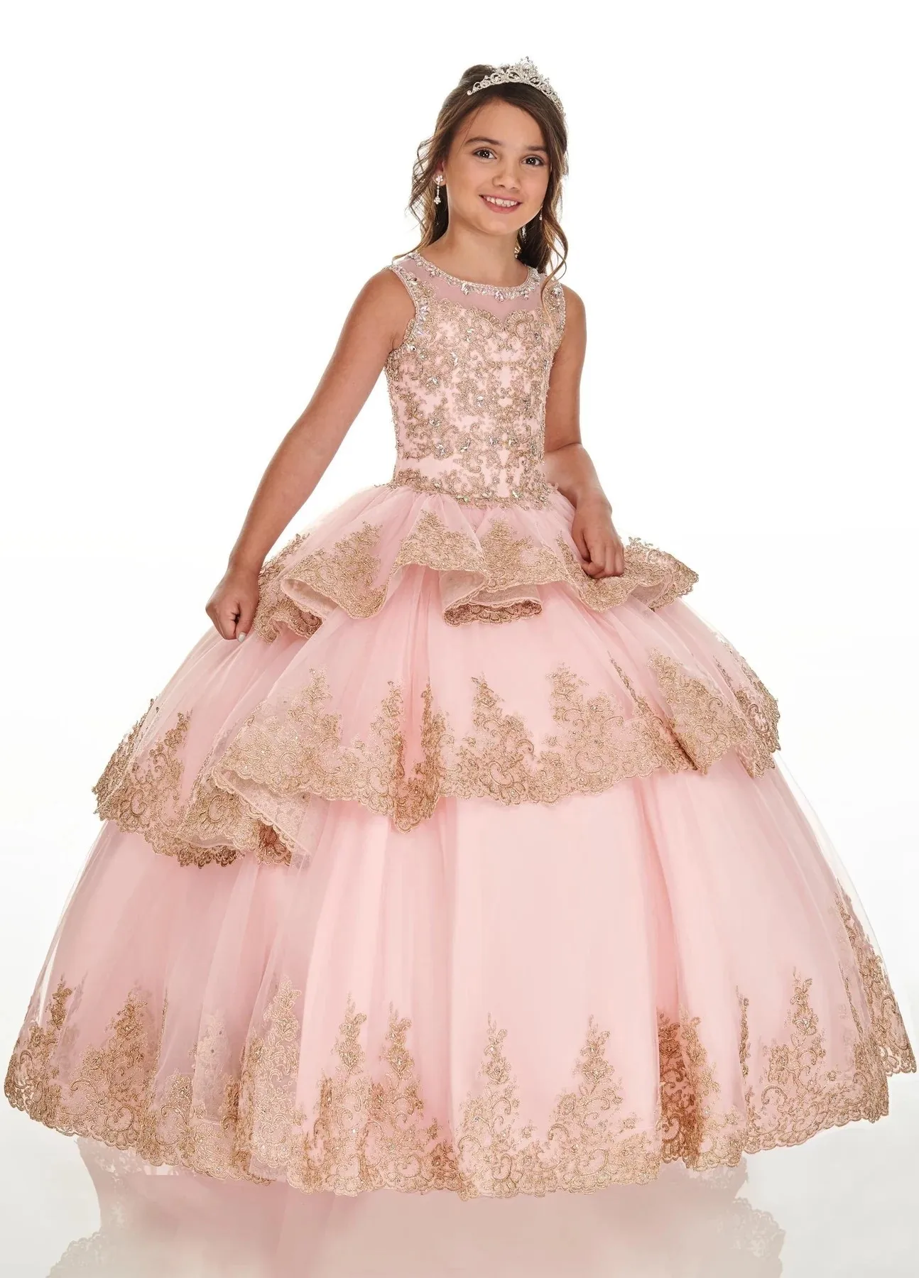 Pink Mini Quinceanera Dresses Mexican Ball Gown Appliques Flower Girl Dresses For Weddings Pageant Dresses Kids Baby Customized