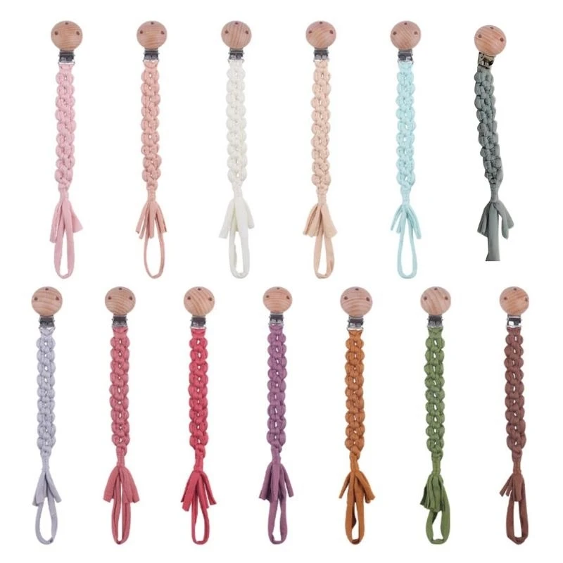 

Vintage Simple Pacifier Clip Baby Cotton Pacifier Chain for Newborn Teething Soother Chew Dummy Clips G2TD
