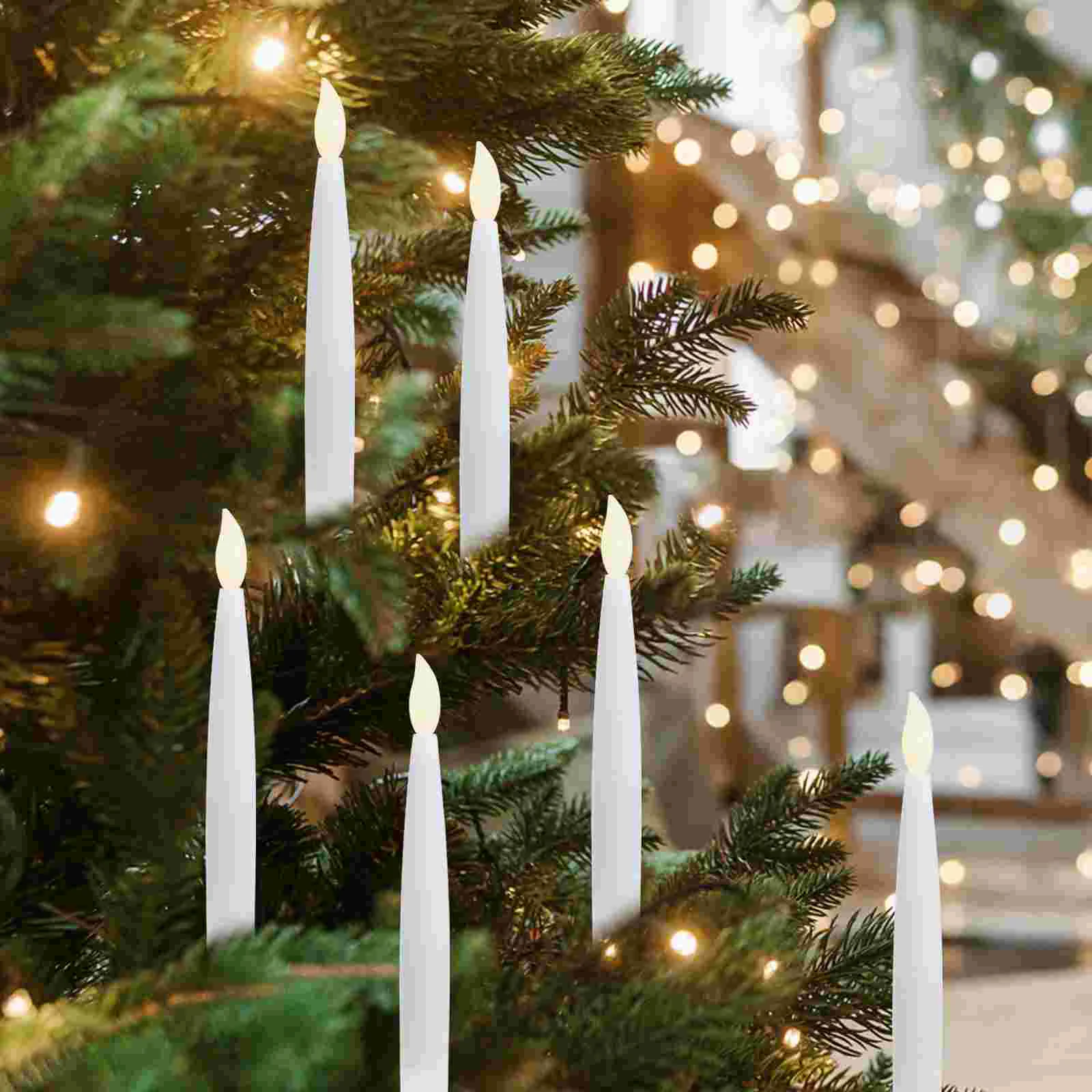 12 Sets Christmas Decoration Clip Candles for Trees Electric Light Lamp Ornaments Nylon Shaped Taper