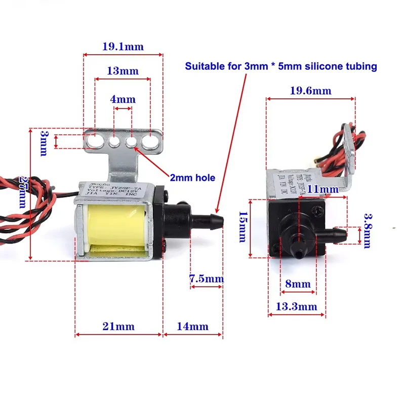Normally Open DC 12V Siphon Type Drain Solenoid Valve JYZSF-7A 2-Position 2-Way Water Air Flow Control Valve DIY Sweeper Robot