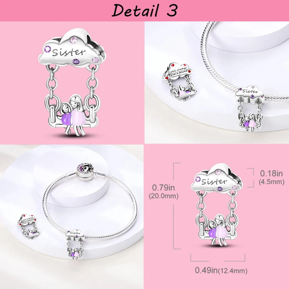 Silver Plated Sister In My Heart Friend Friendship Bead Charm Fit Bangle Bracelet Beads Color Women Jewelry Making Love Gift