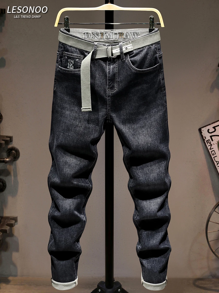 

Модные мужские джинсы Slim Fit для молодежи, весенняя новинка, высококачественные, с вышивкой, эластичные, длинные брюки из хлопкового стрейч-денима, со средней посадкой