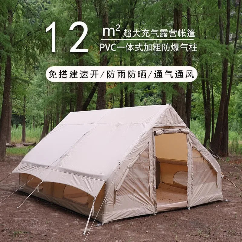 Aufblasbares Outdoor-Zelt für Camping, Tragbares Familien-Campingzelt, Großer Raum, Regenfest, für Mehrere Personen, Automatisches Zelt