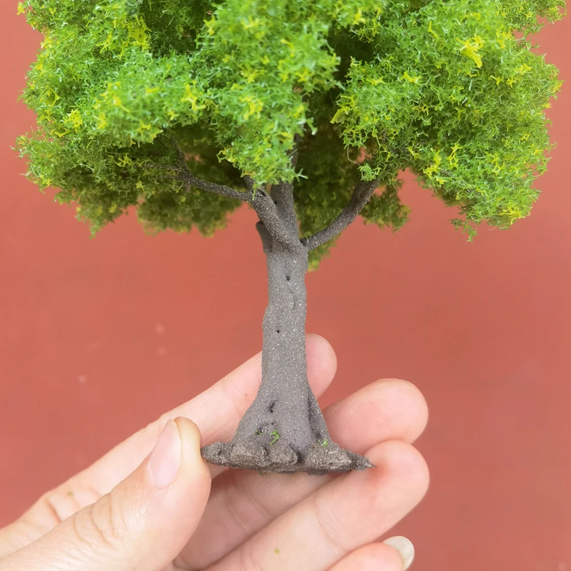 Modelo de árbol de primavera, 10/15/23cm, luz verde amarilla, alambre hecho a mano, modelo de árbol a escala fina, diseño de tren ferroviario