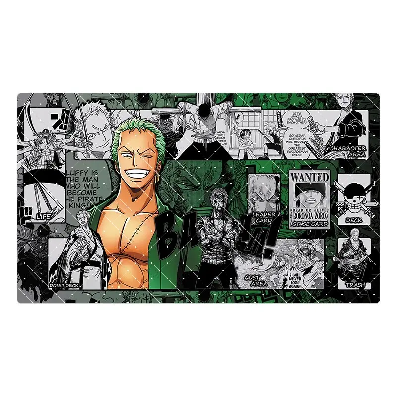 4models One Piece OPCG 600x350mm Roronoa Zoro Trading Card Playmat 2mmStitched Edge Single Rubber Board Game Card Mat Toy Gift view 4