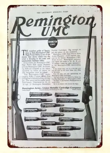 1915 Remington UMC Power Rifle metal tin sign bathroom wall decor