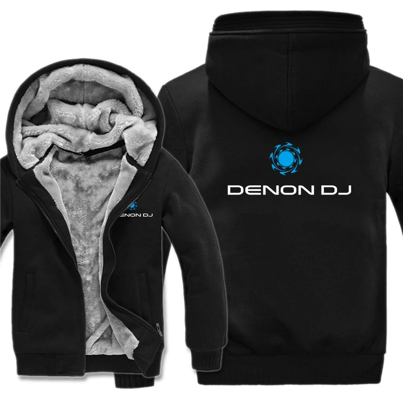 Denon Dj Hoodies Winter Thick Warm Fleece Zipper Men Coat Denon Dj Sweatshirt Man Streetwear