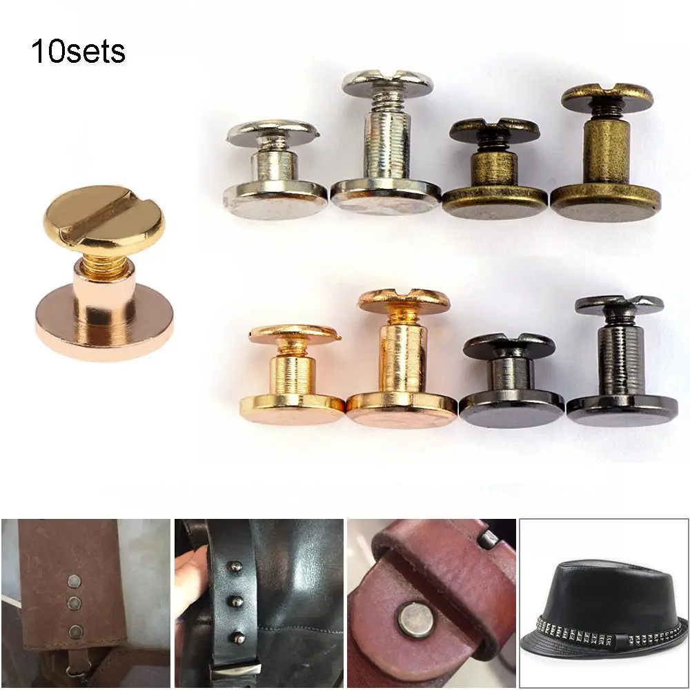 10sets Copper Leather Craft Belt Wallet Solid Brass Nail Rivets Screws Cloth Button decoration nail