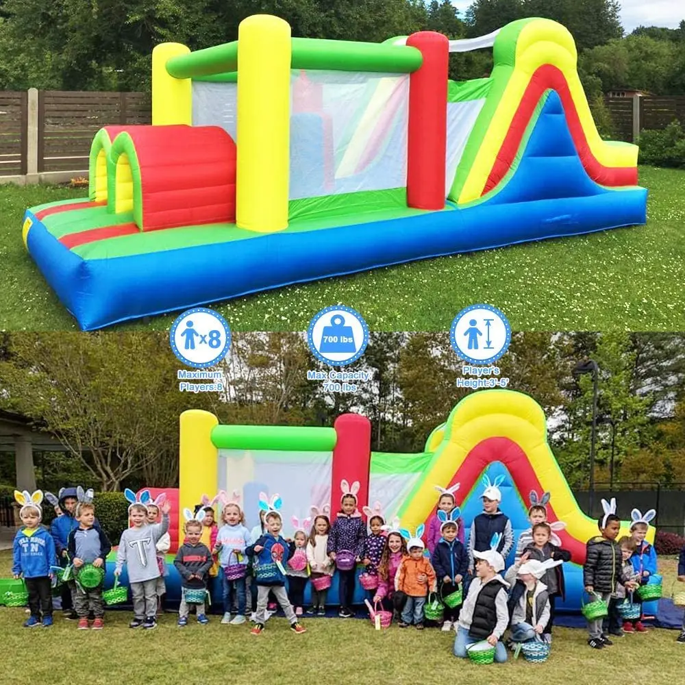 

YARD Giant Inflatable Obstacle Course Large Climbing Wall Slide Super Combo Bounce House 6 in 1 with Blower Inflatable Bouncer