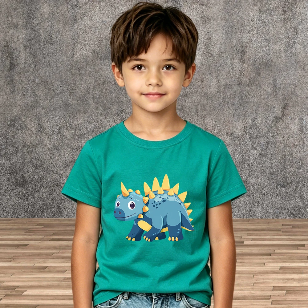 Boys Lovely Dinosaur Printed Short Sleeve Tshirt Summer Kid Casual Tops