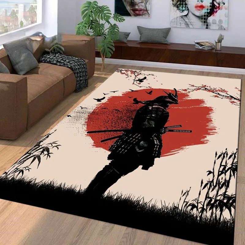 Samurai Spirits Large Carpet for Living Room Creative Retro Oriental Doormat Carpet  Bedroom Home Decor Non-slip Floor Play Mat