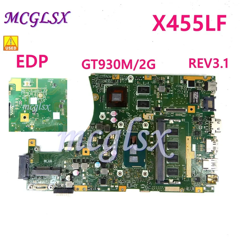 

X455LF EDP 4G RAM GT930M/2G i3/i5 CPUMotherboard For Asus X455L X455LJ X455LB X455LD A455L F455L K455LMainboard Used