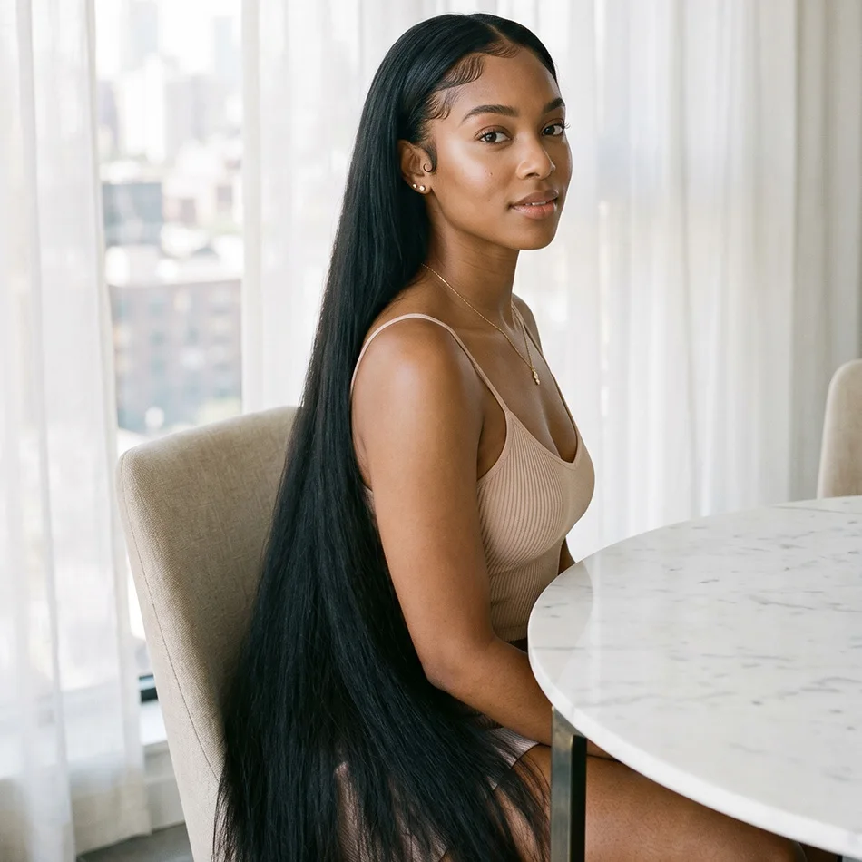 

Luxury Silky Soft 40 Inch Extra Long 250% Density Natural Black 13x6 HD Lace Frontal Bone Straight 13x4 Remy Human Hair Wig Pre Plucked Hairline Invisible Bleached Knots Wear and Go 5x5 Glueless Closure Full Ends