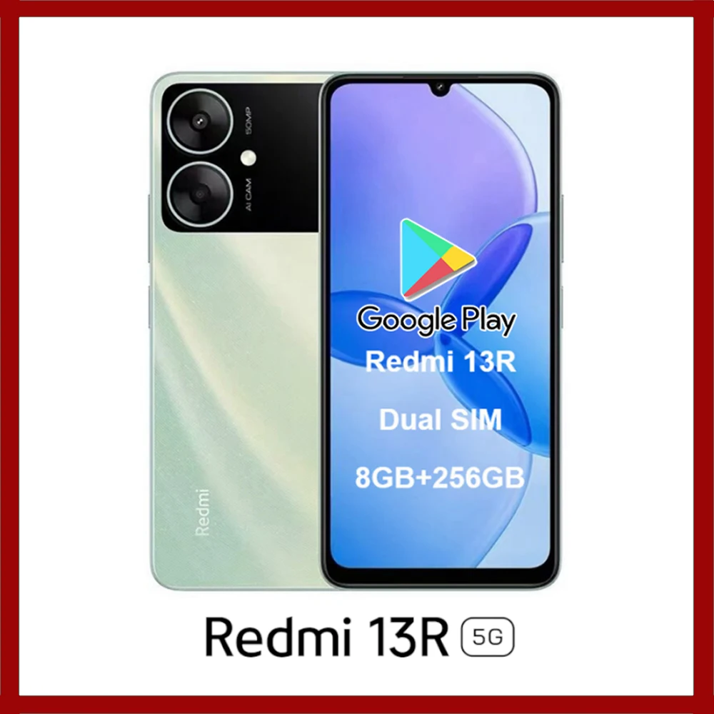 Redmi 13R 5G Smartphone 50MP Main Camera 1080P 30fps Recording 8GB+256GB Storage 5000mAh Battery Size 168.05x77.91x8.19mm