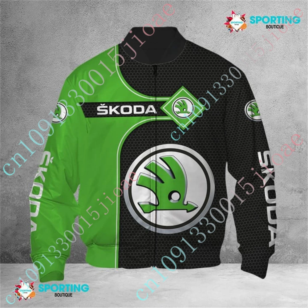 Skoda Bomber Jacket Techwear Baseball Uniform Jackets For Men's Clothing Thick Coat Harajuku Parkas Windbreaker Custom Logo