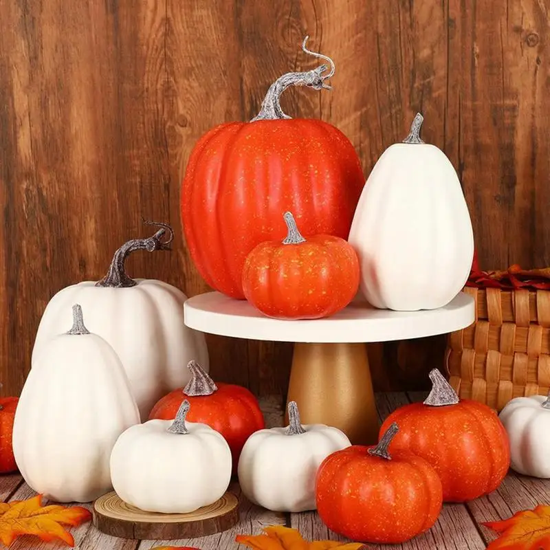 Simulated Foam Pumpkin Set Halloween Pumpkin Centerpiece Props Halloween Decoration Ornaments Autumn Pumpkin Set Thanksgiving