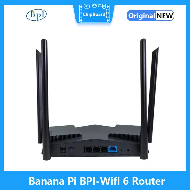 Banana Pi, BPI Wifi 6 Router, TR6560+TR5220 Wifi, SOC Dual Core ARM, Cortec A9 Integrated 5GE PHY RGMII 6 GE MACs, Routing Board