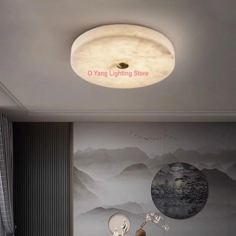 Marble Ceiling Lamp Living Room Bedroom Corridor Circular Wall Lamp Indoor Decor Only Warm Light
