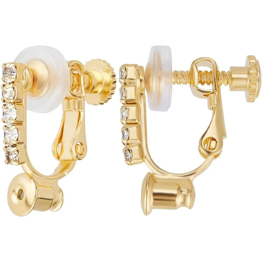 

12 шт., конвертер для клипс, 18-каратное позолоченное винт со стразами, комплект клипс для сережек без пирсинга