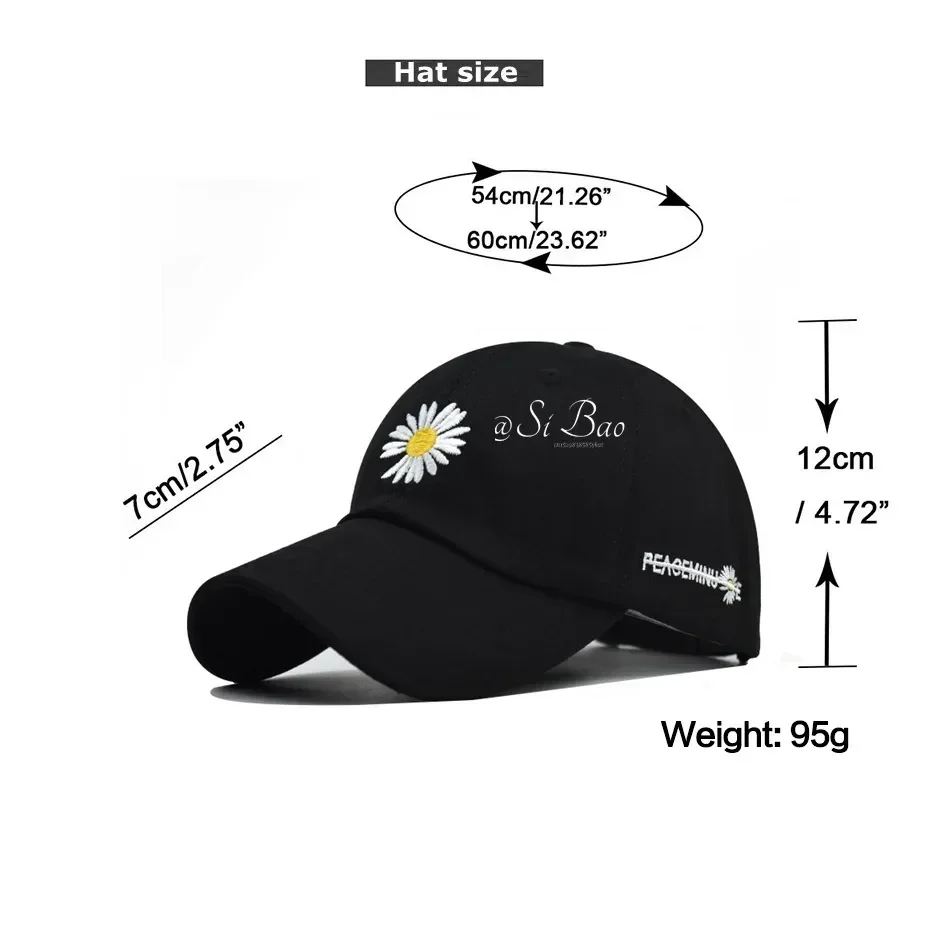 Summer Baseball Cap for Women Men Daisy Embroidery Hat Cotton Soft Top Caps Casual Unisex Hip Hop Snapback Hats Gorras