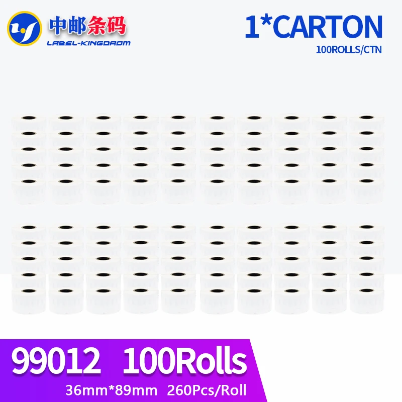 

100 Rolls Dymo Compatible 99012 Label 36mm*89mm 260Pcs for LabelWriter400 LW450 LW450Turbo 4XL Printer Seiko SLP440